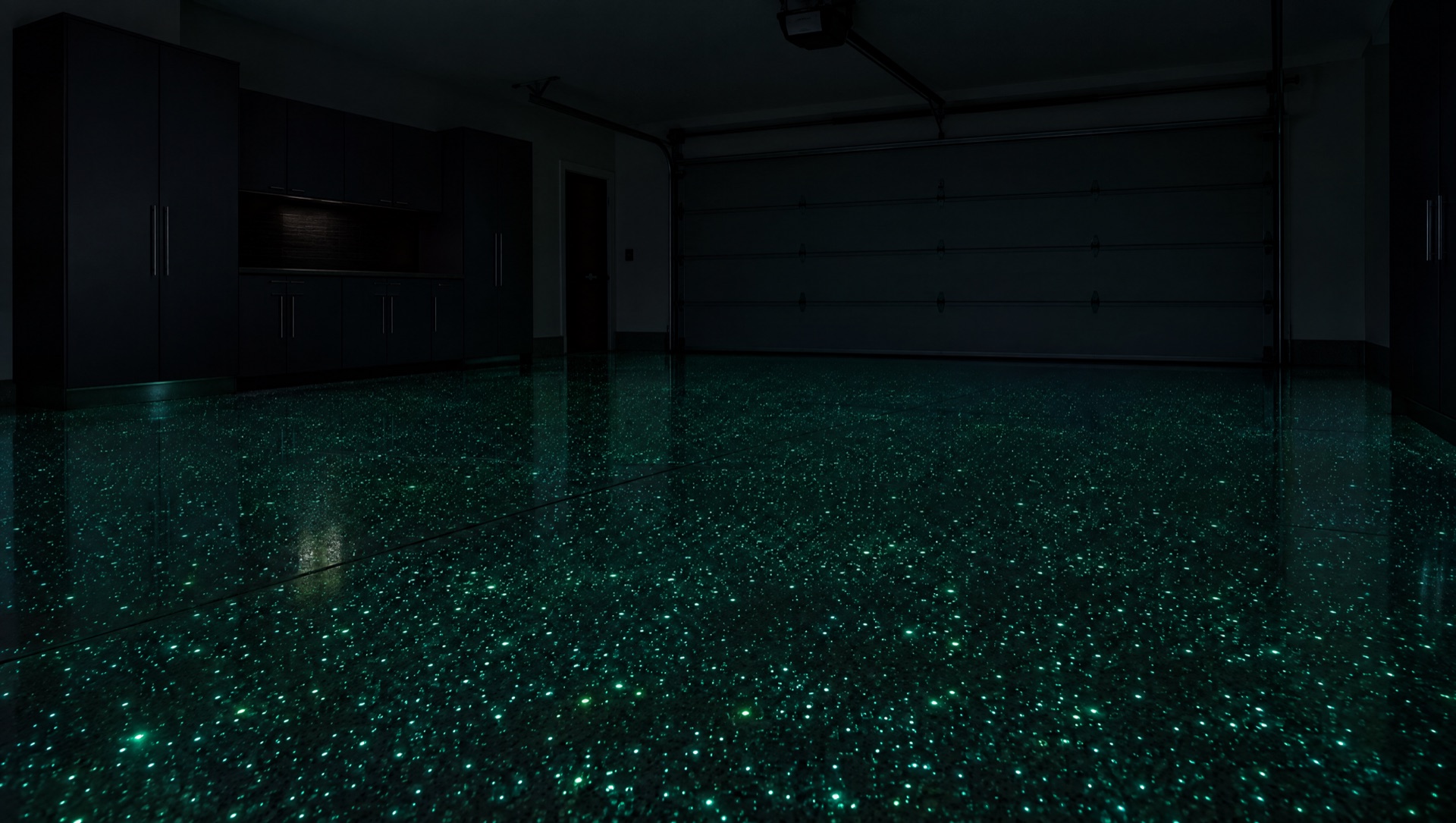 Design example: glow-in-the-dark flake garage, lights off