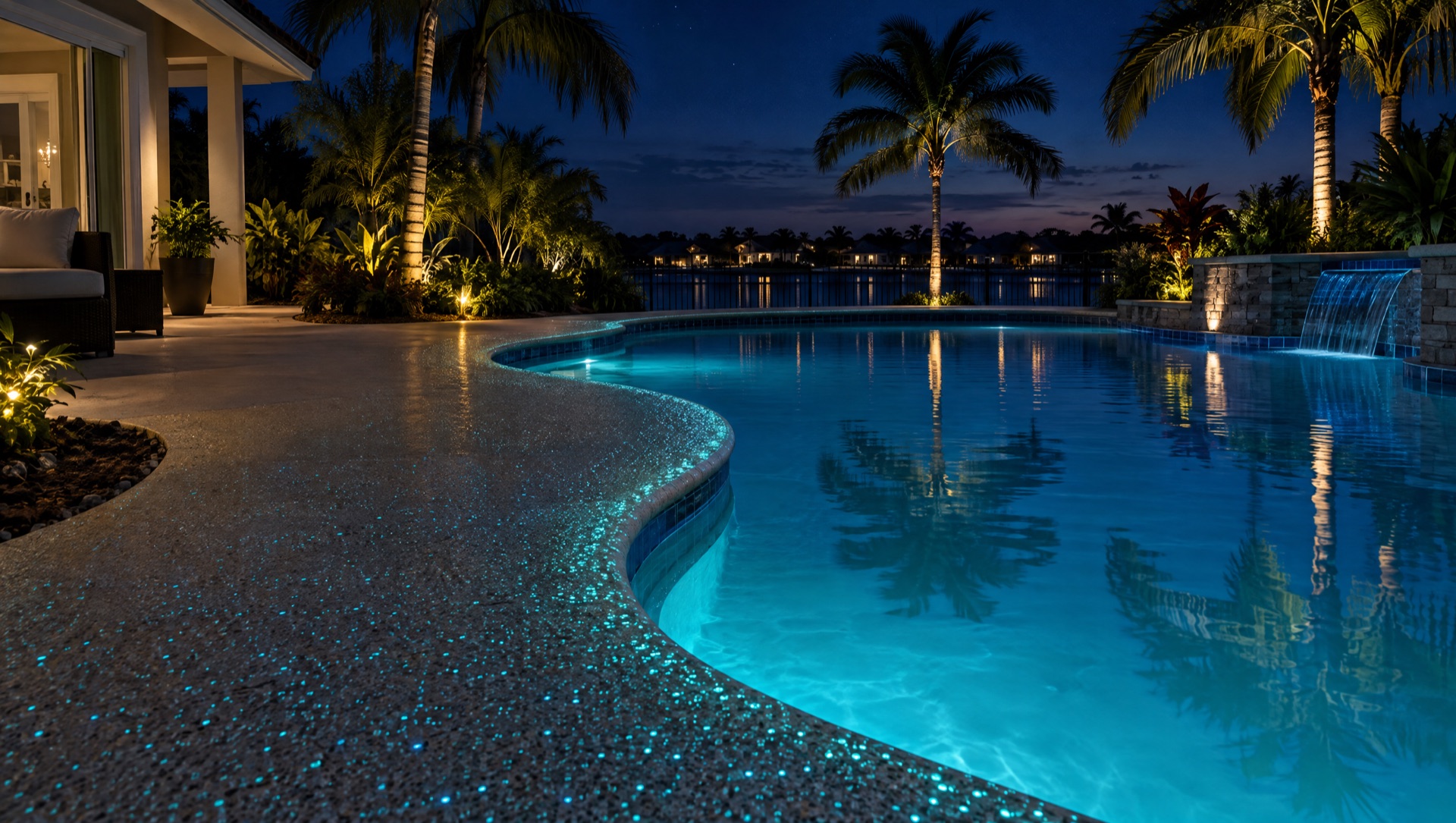 Design example: glow-in-the-dark aggregate on a pool deck path